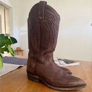 Frye Billy Women's Leather Deco Pull On Stitch Boots Sz 9 Distressed Brown
